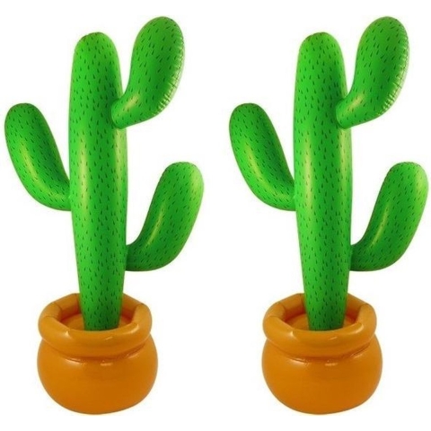 2x stuks opblaasbare cactus 87 cm feestartikelen -