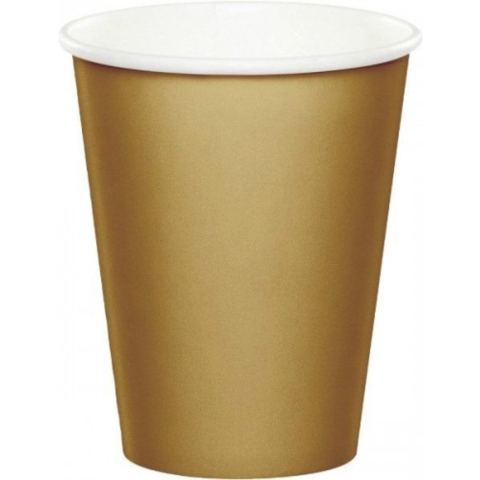 Feest bekertjes - 48x st - goud - 266 ml - karton - verjaardag feestbekers - bekers -