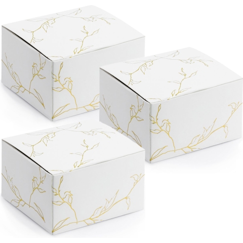 Cadeaudoosje Nature - Bruiloft bedankje - 40x stuks - wit/goud - papier - 6 x 4 cm -