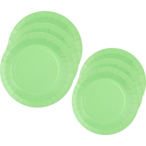 Feest/verjaardag bordjes set - 40x stuks - licht groen - 17 cm en 22 cm -