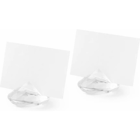 Naamkaartjes houders diamant vorm - set van 60x - transparant - voor bruiloft tafelschikking -