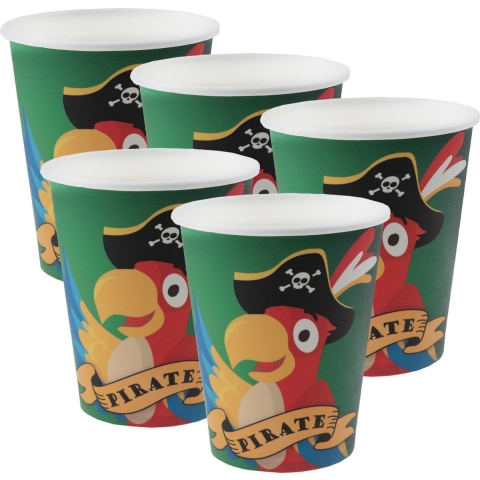 Feest wegwerp bekertjes - piraat - 50x stuks - 270 ml - groen - karton -