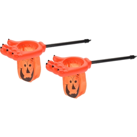 4x stuks trick or treat snoep zakken pompoen met handvat oranje L53 x B14 cm -