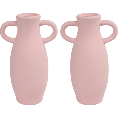 2x Stuks Decoratie Amphora kruik of vaas - roze terracotta - D12 x H20 cm -