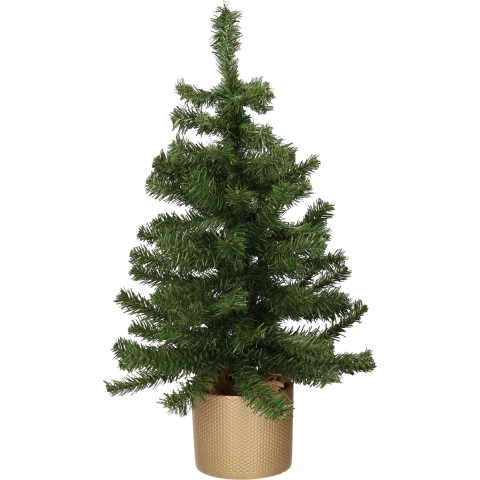 Kunst kerstboom/kunstboom groen 60 cm met gouden pot -