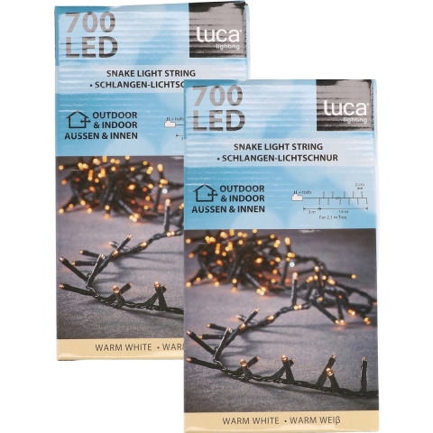 Set van 2x stuks clusterverlichting 700 warm witte lampjes met timer 14 m -