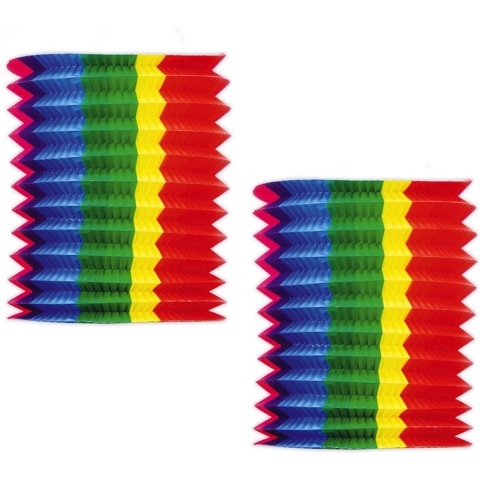 Fiestas Guirca Trek lampion - 8x - regenboog - H20 cm - papier - feest versiering -