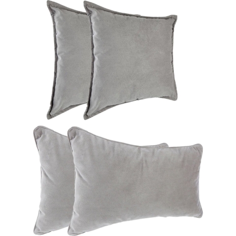 Bank/sierkussens huiskamer Sophia - set 4x stuks - Zilvergrijs - polyester - met rits - 2 formaten -