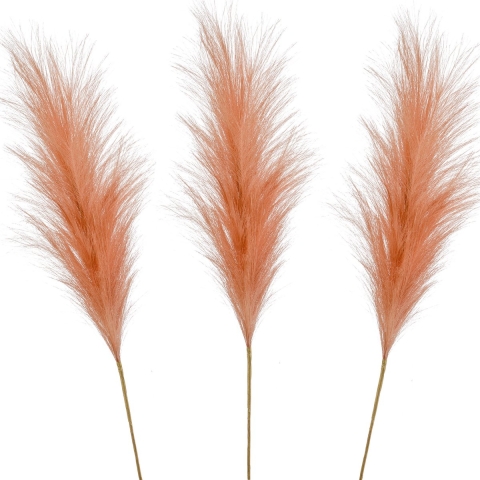 Pampasgras pluim losse steel/tak - 3x - oudroze - 115 cm - Decoratie kunst graspluimen -
