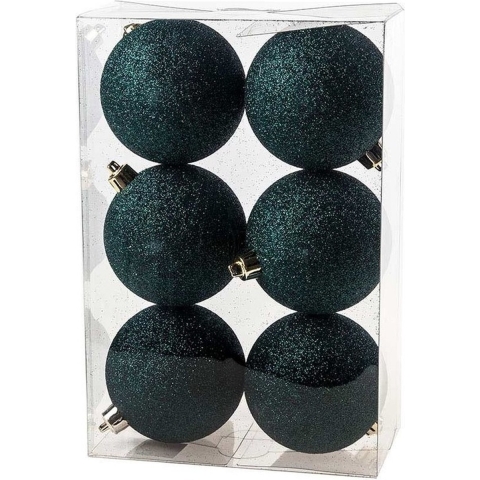 18x Petrol blauwe glitter kerstballen 8 cm kunststof -