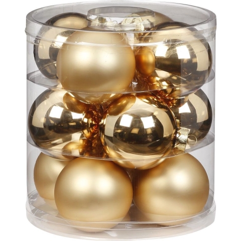 36x stuks glazen kerstballen goud 8 cm glans en mat -