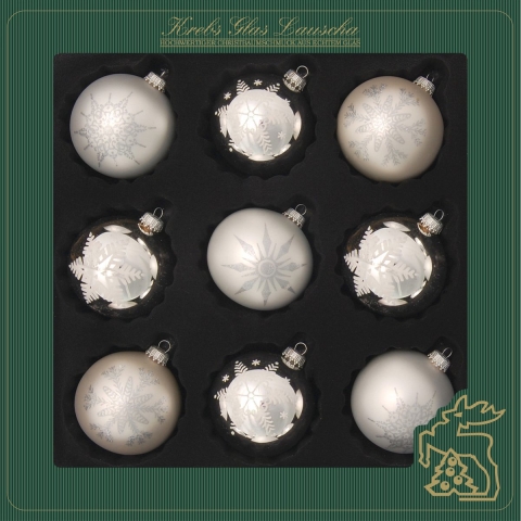 18x stuks luxe gedecoreerde glazen kerstballen zilver 8 cm -
