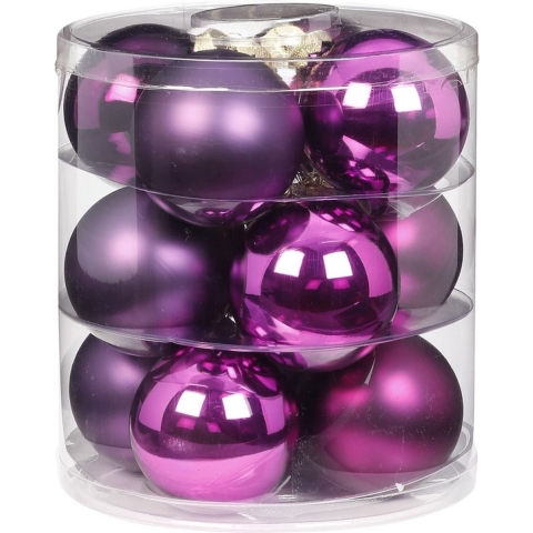36x Paarse glazen kerstballen 8 cm glans en mat -