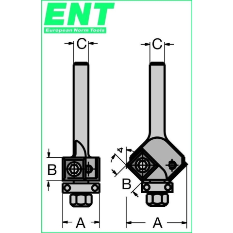 ENT Wisselmes kantenfrees HM 0 graden, A/B 19/12mm kolf 8mm - 7920290 - 7920290
