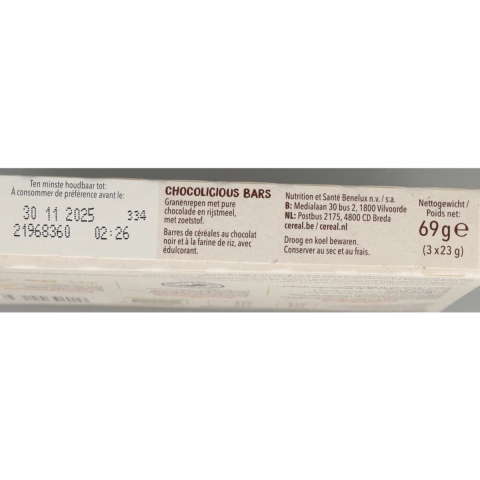5x Céréal Chocolicious Bars 3 x 23 gr