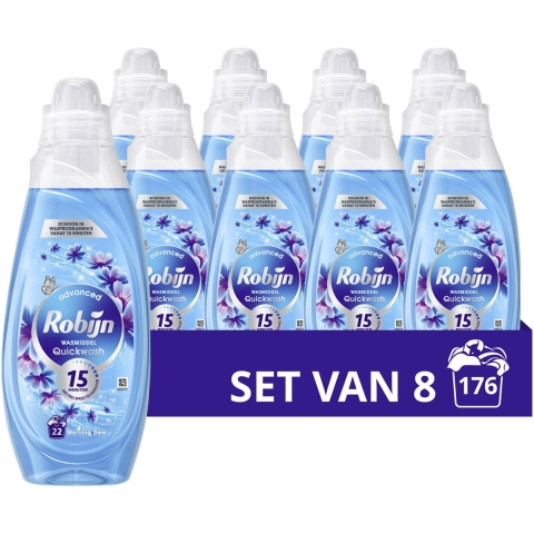 8x Robijn Advanced Quickwash Vloeibaar Wasmiddel Morning Dew 22 Wasbeurten 837 ml