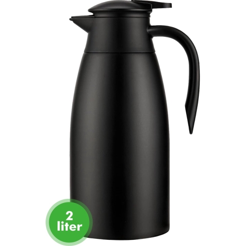 Travelhawk Thermoskan - 2 Liter - Isoleerkan - Zwart - Koffie - Thee - Voor warme en koude dranken