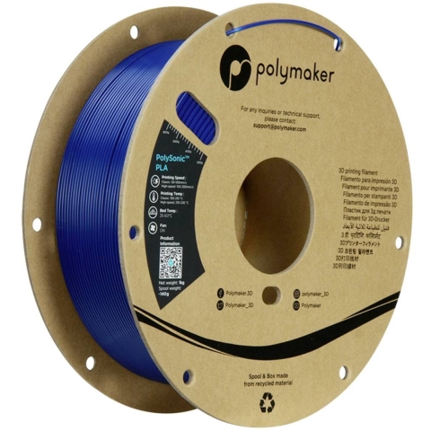 Polymaker PA12004 Filament Polymaker PolySonic™ PLA blue High Speed PLA / 1.75 mm / 1kg Filament PLA kunststof Highspeed filament 1.75 mm 1000 g Blauw