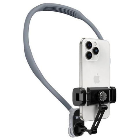 Telesin Smartphone Neck Mount met metalen klem - Grijs