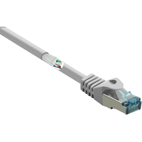 Renkforce RF-5224656 RJ45 Netwerkkabel, patchkabel CAT 6A S/FTP 20.00 m Grijs Snagless, Vlambestendig 1 stuk(s)