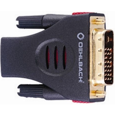Oehlbach 9070 DVI / HDMI Adapter [1x DVI-stekker 18+1-polig - 1x HDMI-bus] Zwart Vergulde steekcontacten