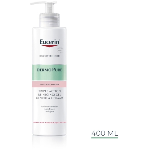 3x Eucerin DermoPure Triple Action Reinigingsgel 400 ml