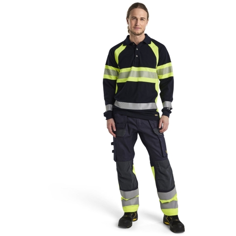 Blåkläder Multinorm werkbroek Inherent met stretch 14871512 | Marine/High Vis Geel | Maat 62 - 7330509662250