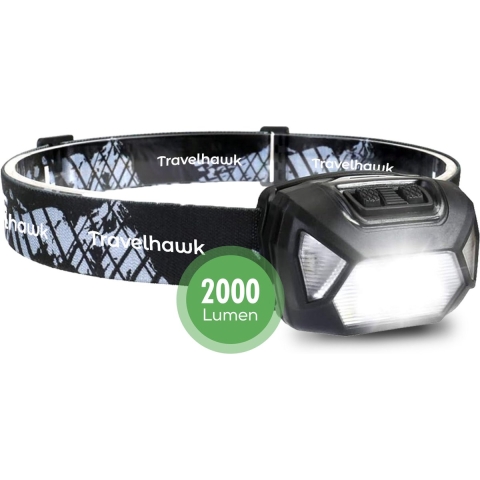 Travelhawk Hoofdlamp - Hoofdlamp LED oplaadbaar - Hoofdlampen - Hoofdlamp Oplaadbaar - 8 LED-koplampen - 2000 lumen - 150 meter bereik - Verstelbaar
