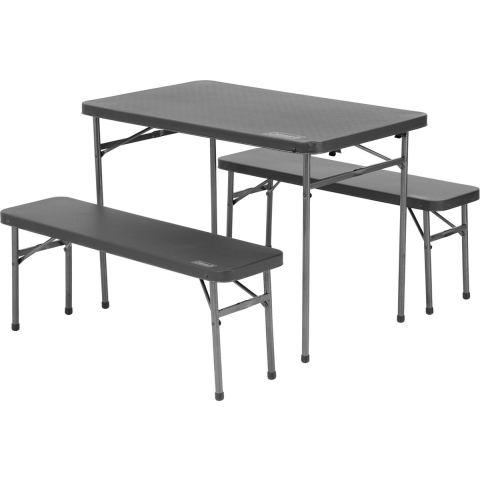 Coleman campingtafel met bankjes (4-persoons) - inklapbare picknicktafel - met antibacterile coating - zwart