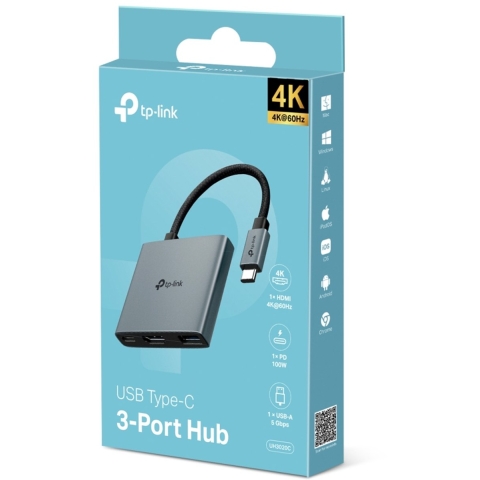 TP-Link UH3020C interface hub USB Type-C 5000 Mbit/s Grijs