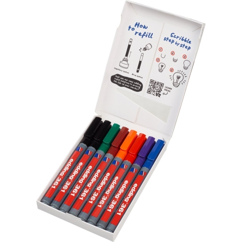 Edding 4-361-8-S2999 Whiteboardmarkerset Zwart, Rood, Blauw, Groen, Oranje, Bruin, Violet 8 stuk(s)