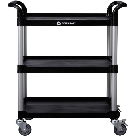 TOOLCRAFT 88 70 91 Servicewagen Aluminium, Kunststof Kleur (specifiek):Aluminium (naturel), Zwart