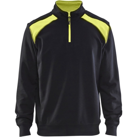 Blåkläder Sweatshirt bicolour met halve rits 33531158 | Zwart/High-Vis Geel | Maat 3XL - 7330509597170