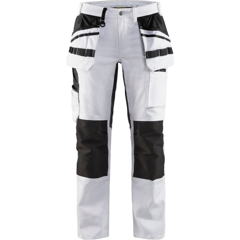 Blåkläder Dames Schildersbroek met stretch 79101000 | Wit/Zwart | Maat 40 - 7330509625354