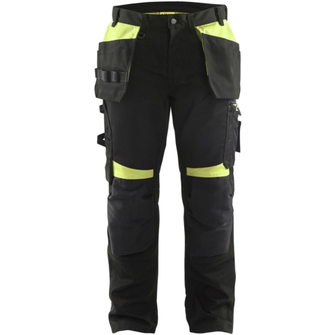 Blåkläder Werkbroek met spijkerzakken 15551860 | Zwart/High Vis Geel | Maat C44 - 7330509752975