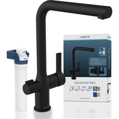 Schutte AQUASTAR PRO drinkwater keukenkraan met filtersysteem | Mat Zwart - 99860