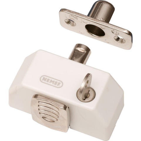 Nemef 2566/4 Opleg-cilindersluiting voor naar buitendraaiend raam | 1 sleutel | kleur: aluminium | Afwerking: kunststof F1 afdekkap - 9256604000