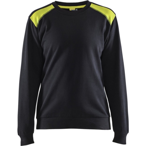 Blåkläder Sweatshirt bicolour Dames 34081158 | Zwart/High-Vis Geel | Maat M - 7330509814666