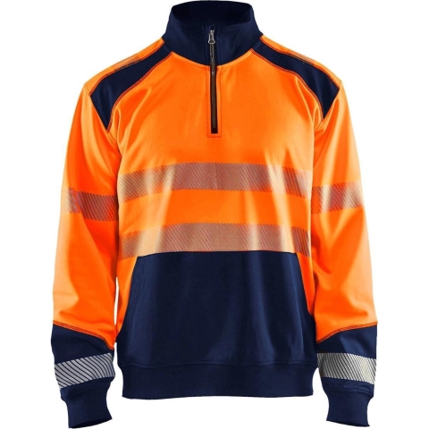 Blåkläder Sweatshirt halve rits High-Vis 35562528 | High-Vis Oranje/Marineblauw | Maat 4XL - 7330509623411
