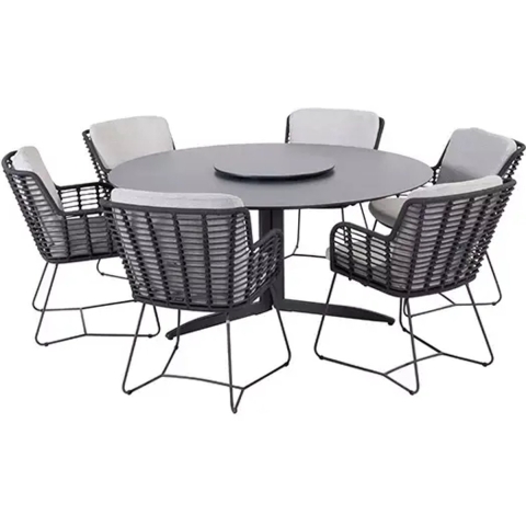 Fabrice Embrace diningset met Lazy Suzan - 4so