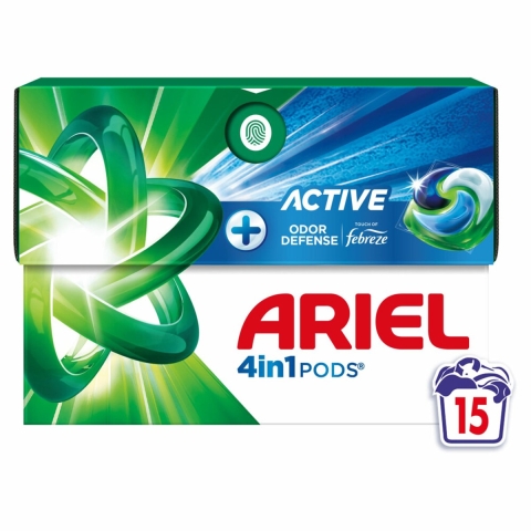 2+2 gratis: Ariel 4in1 Wasmiddel Pods Actieve Geurbestrijding 15 stuks