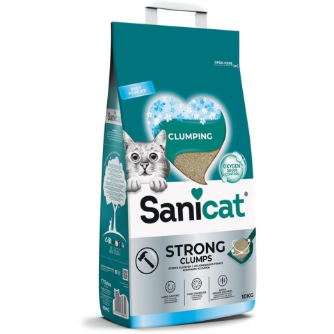 Sanicat Strong Clumps Baby Powder kattenbakvulling 2 x 10 kg