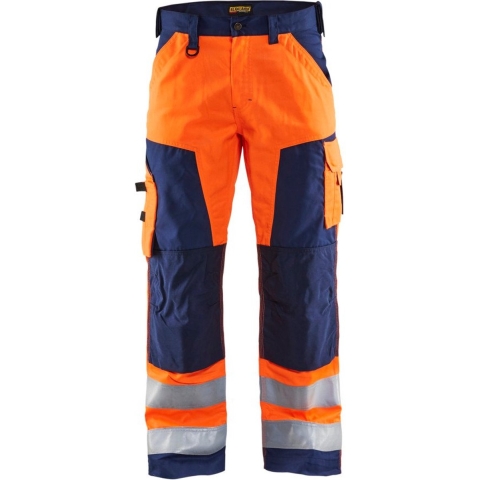 Blåkläder Werkbroek High-Vis zonder spijkerzakken 15661811 | High Vis Oranje/Marineblauw | Maat 48 - 7330509413449