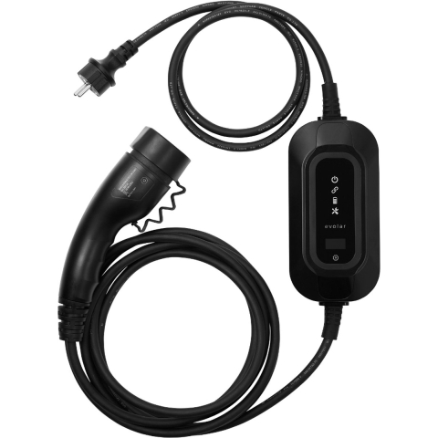 Evolar EV Charger mobiele lader - 1-fase 3,7kW - Type 2 - 5M kabel - Zwart