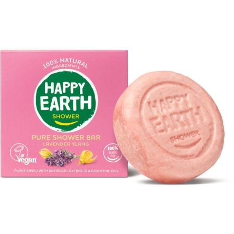 3x Happy Earth 100% Natuurlijke Shower Bar Lavender Ylang 90 gr