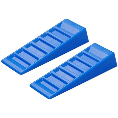 Oprijblokken - set van 2x - blauw - kunststof - 14.5 x 41.5 x 7.5 cm -