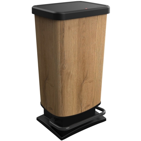Rotho Paso pedaalemmer - prullenbak 40L - BPA vrij - hout look