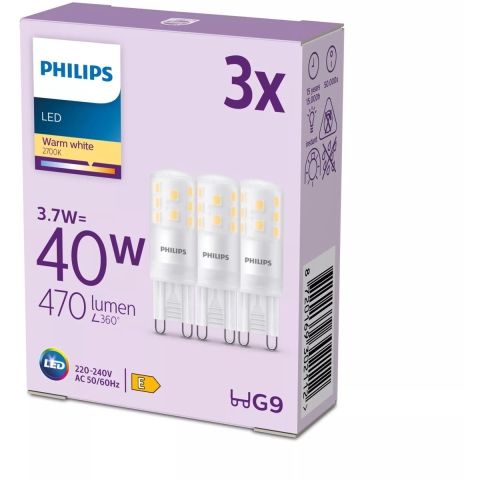 Philips 8720169302112 LED-lamp Energielabel E (A - G) G9 3.7 W = 40 W Warmwit 3 stuk(s)