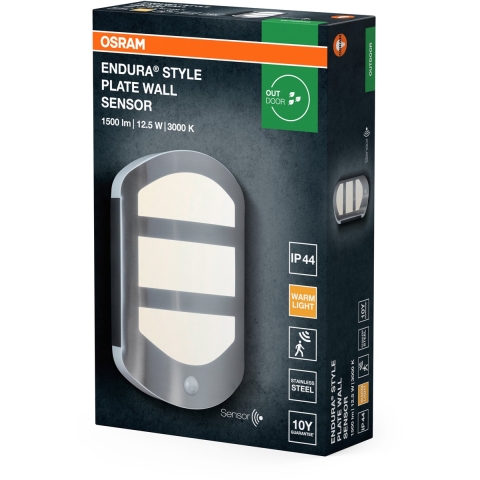 OSRAM HOMELIGHTING ENDURA Style Plate Wall Sensor 12.5W Stainless Steel 4099854461675 LED-buitenlamp (wand)