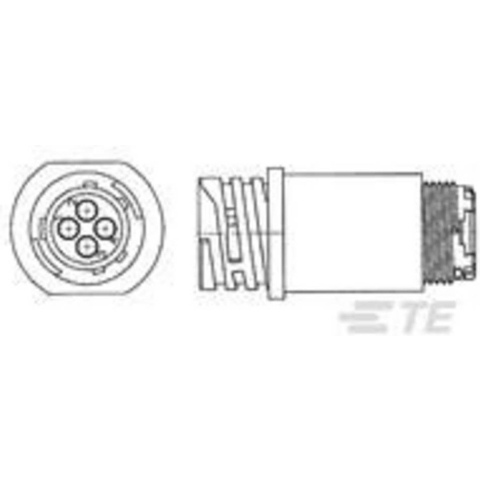 TE Connectivity 796096-2 Ronde connector Stekker, recht Totaal aantal polen: 4 1 stuk(s)